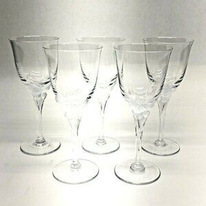 Cristal De Sevres France Butterfly Crystal 6 Wine Glasses